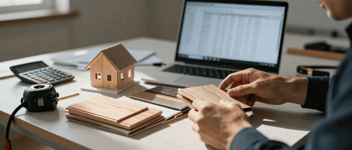 Balcon en bois et aménagement paysager pour extérieur.