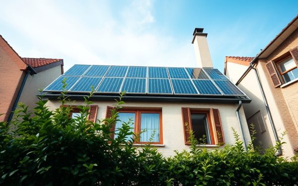 Panneaux solaires installés sur le toit d'une maison pour produire de l'énergie renouvelable, illustrant une solution écologique et économique pour l'autoconsommation.