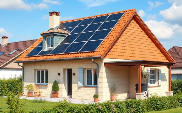 Panneaux solaires installés sur le toit d'une maison individuelle, optimisant la production d'énergie renouvelable et réduisant la facture électrique. Solution écologique et économique pour votre habi.