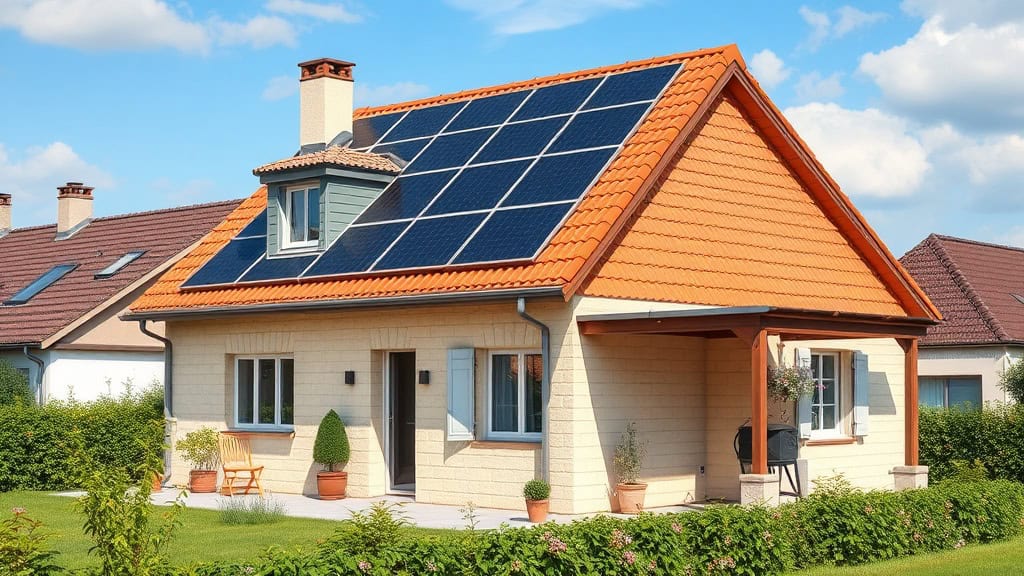 Panneaux solaires installés sur le toit d'une maison individuelle, optimisant la production d'énergie renouvelable et réduisant la facture électrique. Solution écologique et économique pour votre habi.